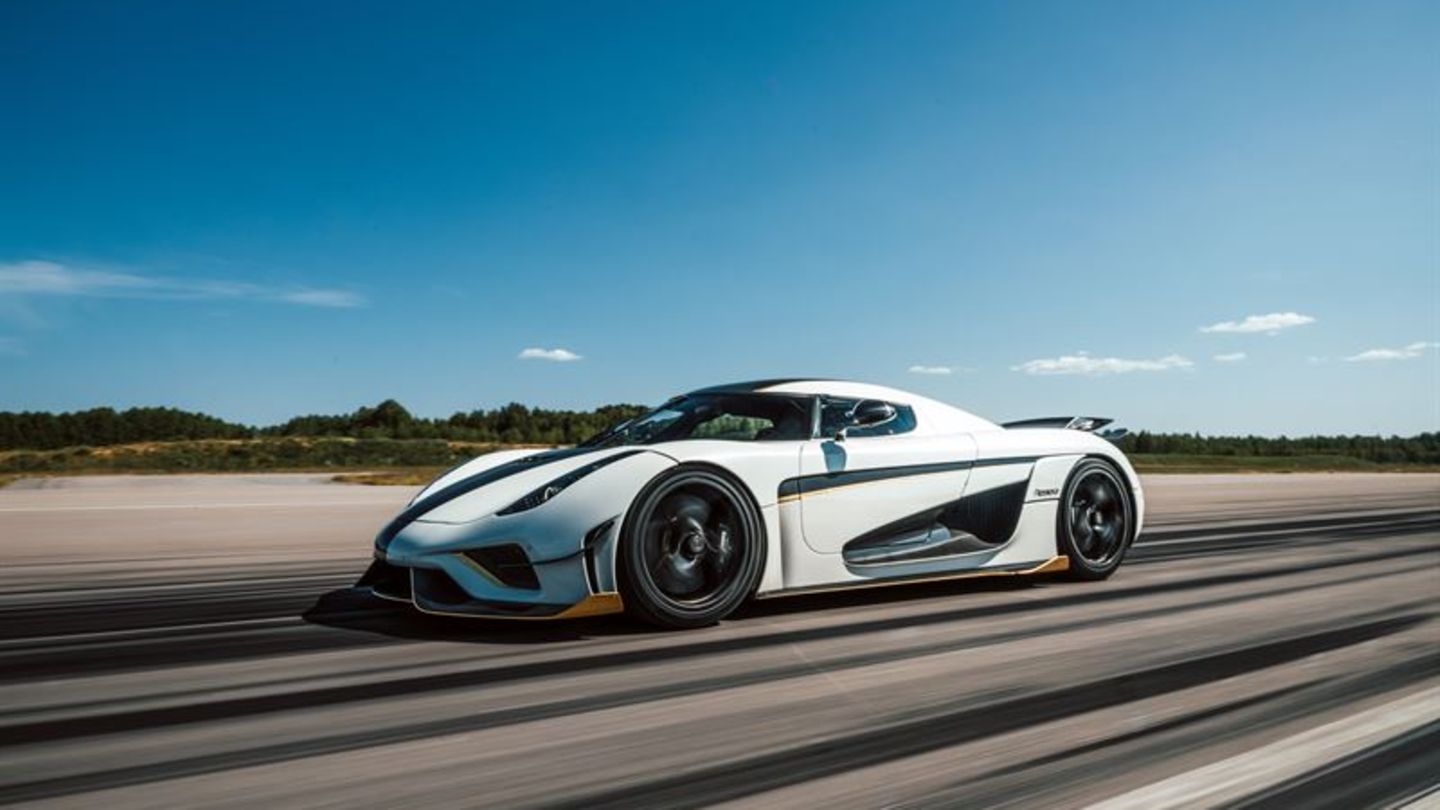 Das Hypercar auf der Start- und Landebahn des Flughafens Örebro westlich von Stockholm, wo der Rekord gemessen wurde