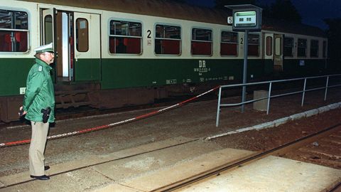 Bahnhof von Bad Kleinen am 27. Juni 1993 nach dem Einsatz der GSG 9 gegen die RAF
