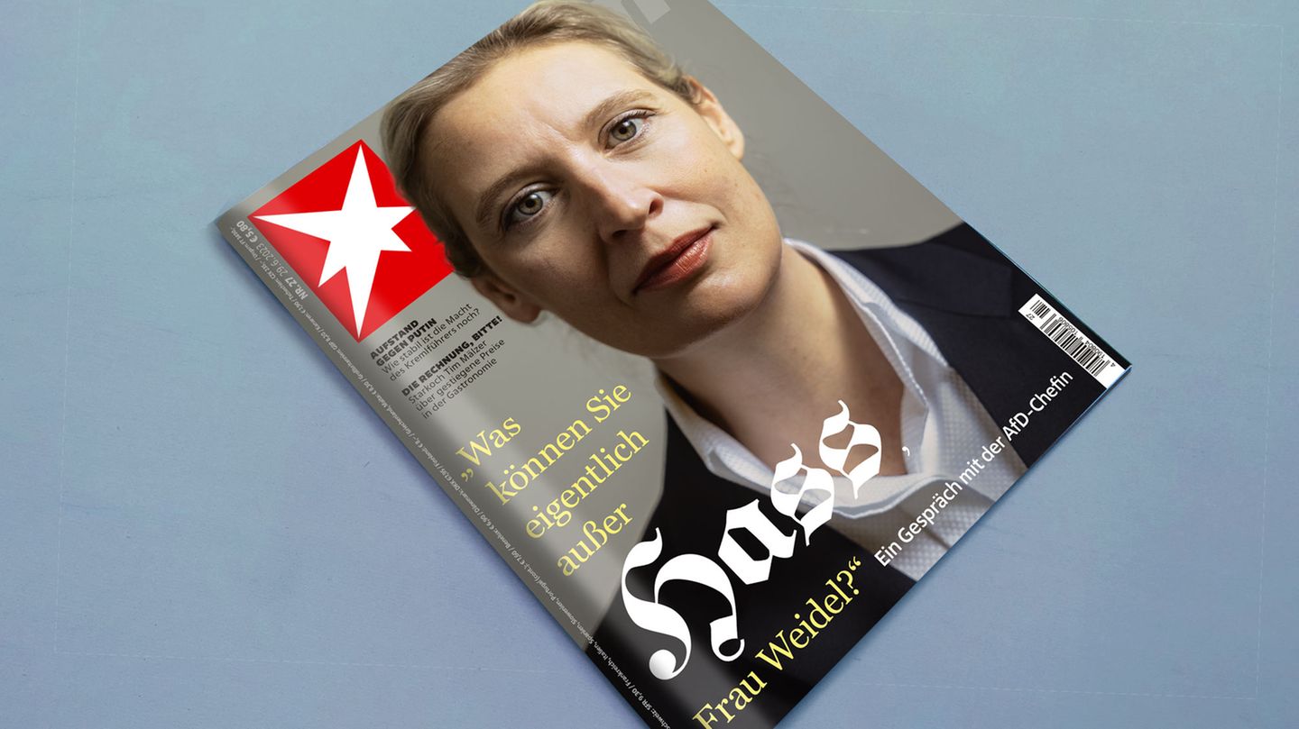 Das Cover des neuen stern mit Alice Weidel: "Was können Sie eigentlich außer Hass, Frau Weidel?"