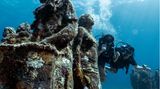 Auf Mexikos Halbinsel Yucatán, gelegen am Karibischen Meer, bietet etwa das Unternehmen "Aquaworld" die Hochzeit unter Wasser an. In Umgebung des mesoamerikanischen Barriereriffs können sich Brautpaare hier das Ja-Wort geben. Die Hochzeitsgäste können mit Schnorchel und Schwimmweste live dabei sein. Tauchkenntnisse sind nicht erforderlich, ein Tauchkurs kann aber vorab belegt werden. In der Region gibt es ein Unterwassermuseum, aus dem Skulpturen zur Hochzeit verwendet werden können. Wichtig: Die Geburtsurkunde muss von einem zertifizierten Übersetzer ins Spanische übersetzt werden. Preise gibt es auf Anfrage. (Das Bild zeigt das Unterwassermuseum)
