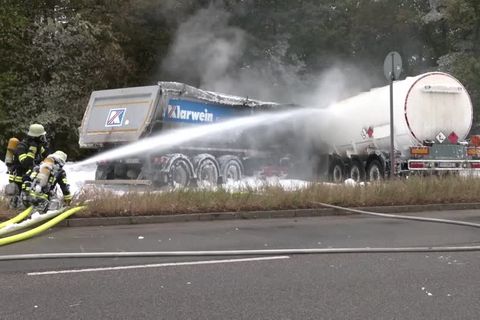München: Tanklaster fängt mitten im Berufsverkehr Feuer – ein Toter bei schwerem Unfall