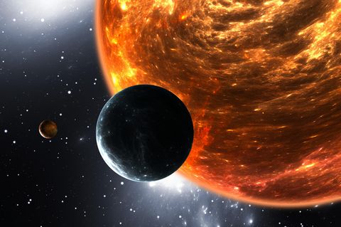 Illustration eines Exoplaneten, der seinen Stern umkreist