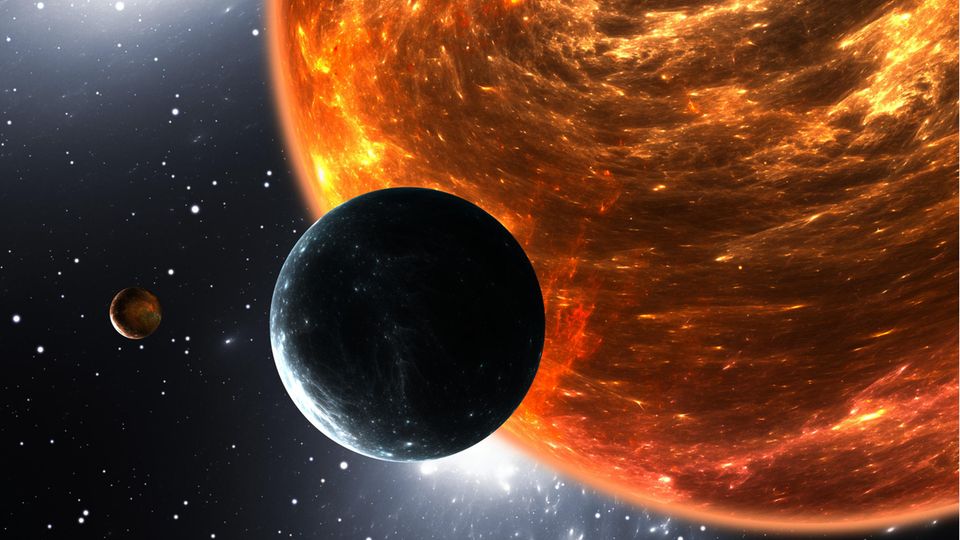 Illustration eines Exoplaneten, der seinen Stern umkreist