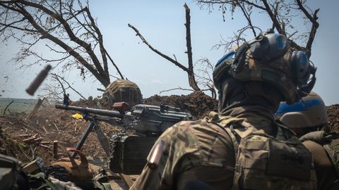 Grabenkrieg: Soldaten der Ukraine feuern an der Frontlinie in der Region Saporischschja auf russische Stellungen