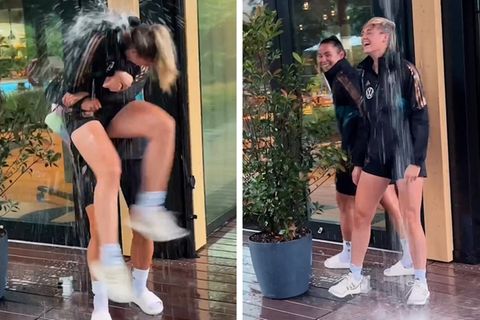 Regendusche: DFB-Frauen begeistern mit guter Laune beim WM-Training