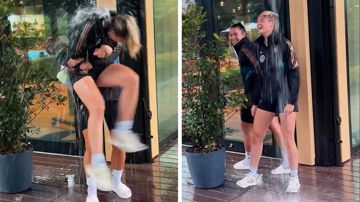 Regendusche: DFB-Frauen begeistern mit guter Laune beim WM-Training |  STERN.de