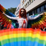 Teilnehmer als Drag Artist beim Christopher Street Day 2023 in Köln