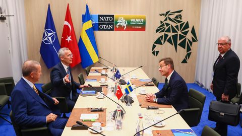 Jens Stoltenberg, Recep Tayyip Erdogan, Ulf Kristersson und Yaser Guler