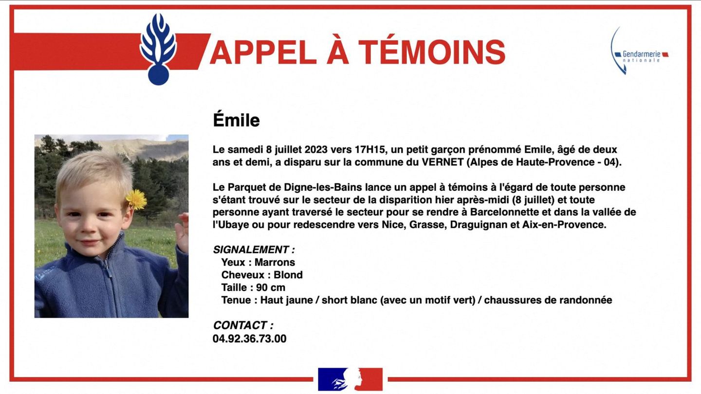 Vermisstenplakat mit dem zweijährigen Emile