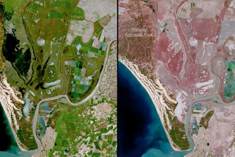 Satellitenbild-Vergleich zeigt Ausmaß der verheerende Dürre in Spanien