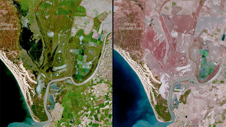 Satellitenbild-Vergleich zeigt Ausmaß der verheerende Dürre in Spanien