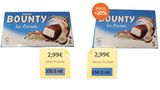 Gleiches Verpackungsdesign, gleicher Preis, aber ein Eis fehlt. Aufgrund von "hohem Inflations- und Kostendruck" hat Hersteller Mars im Frühjahr die Füllmengen von Bounty-, Snickers- und Mars-Eis reduziert.