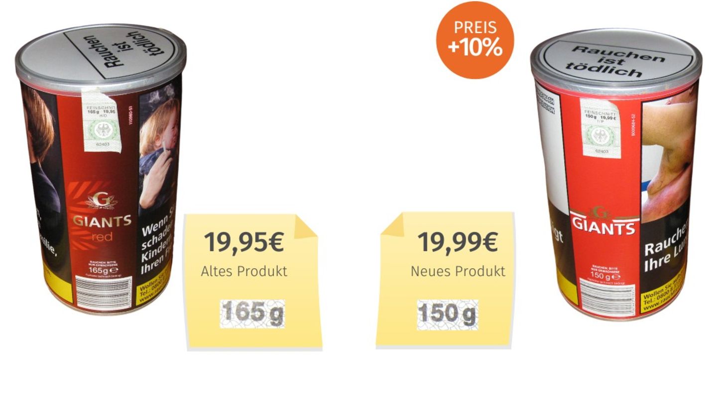 Der Giants Red Tabak hat etwas weniger Inhalt als zuvor.