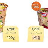 Dr. Oetker erklärt, mit der seit März angebotenen neuen Packungsgröße wolle man "die Kaufhürde senken" und insbesondere Neukunden zum Probieren bewegen.