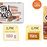 Hersteller myChoco hat nach eigenen Angaben nicht nur die Verpackung, sondern auch Rezeptur und Grammatur geändert. Allerdings seien auch die Rohstoffpreise drastisch gestiegen.