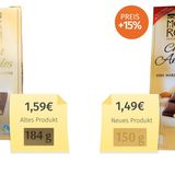 "Produktionstechnische Gründe": Aufgrund der Umstellung auf eine größere Verpackung mit weniger Inhalt hat die Verbraucherzentrale Hamburg die Schokoladensorte kürzlich zur "Mogelpackung des Monats" gekürt.