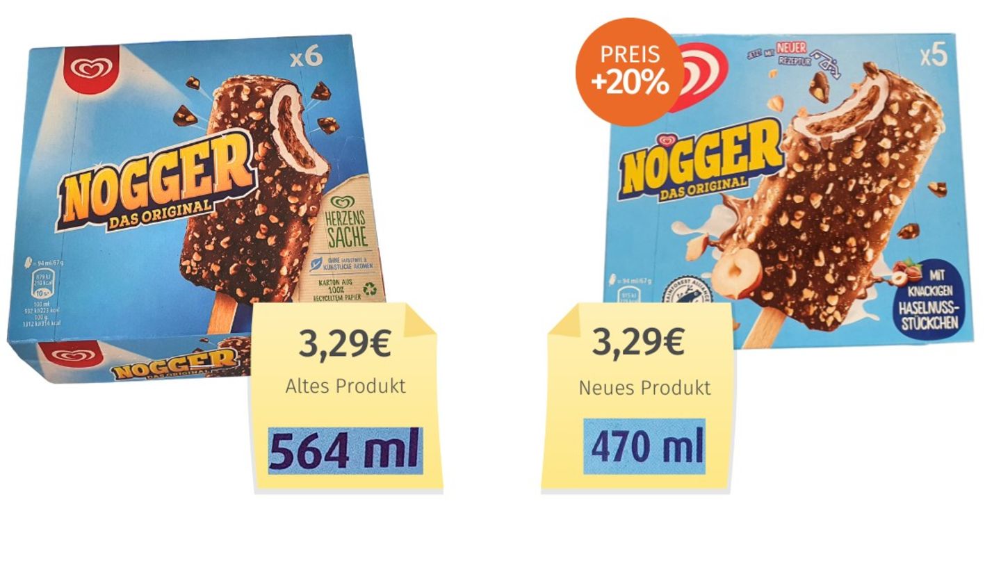 Bei beiden Langnese-Produkten steckt ein Stieleis weniger drin.