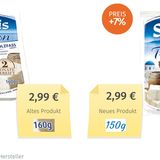 Und der Traditions-Feta von 160 auf 150 Gramm.