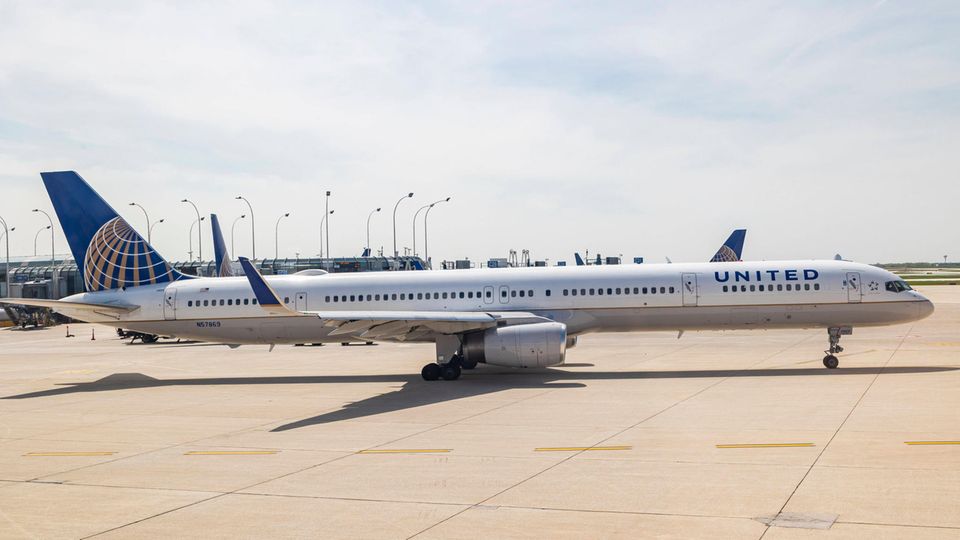 Eine Maschine der United Airlines auf dem Flughafen von Chicago