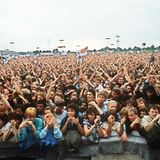 Konzert von Bruce Springsteen am 19. Juli 1988 auf der Radrennbahn Weißensee in Ost-Berlin, der Hauptstadt der DDR