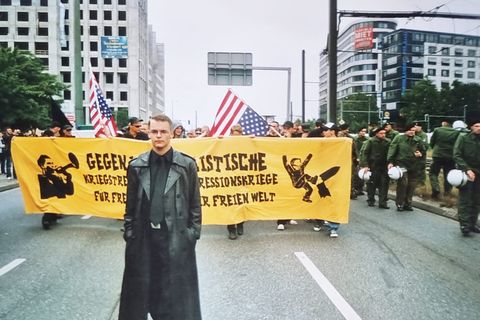 Axel Reitz auf einer Demo zum Antikriegstag in Berlin