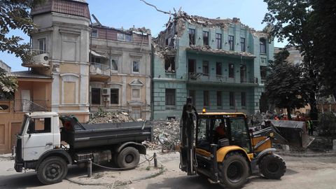 Zerstörungen der vergangenen Tage in der Hafenstadt Odessa im Süden des Landes