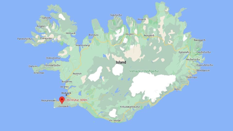 Eine Karte zeigt Island