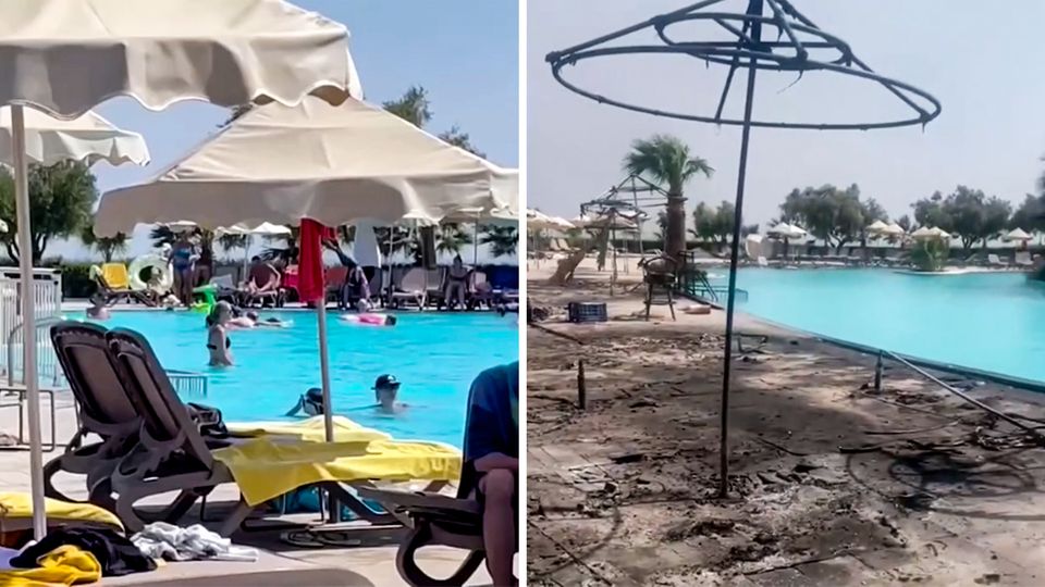 Vorher-Nachher-Video zeigt zerstörtes Luxus-Hotel auf Rhodos Vorher-Nachher-Video zeigt zerstörtes Luxus-Hotel auf Rhodos