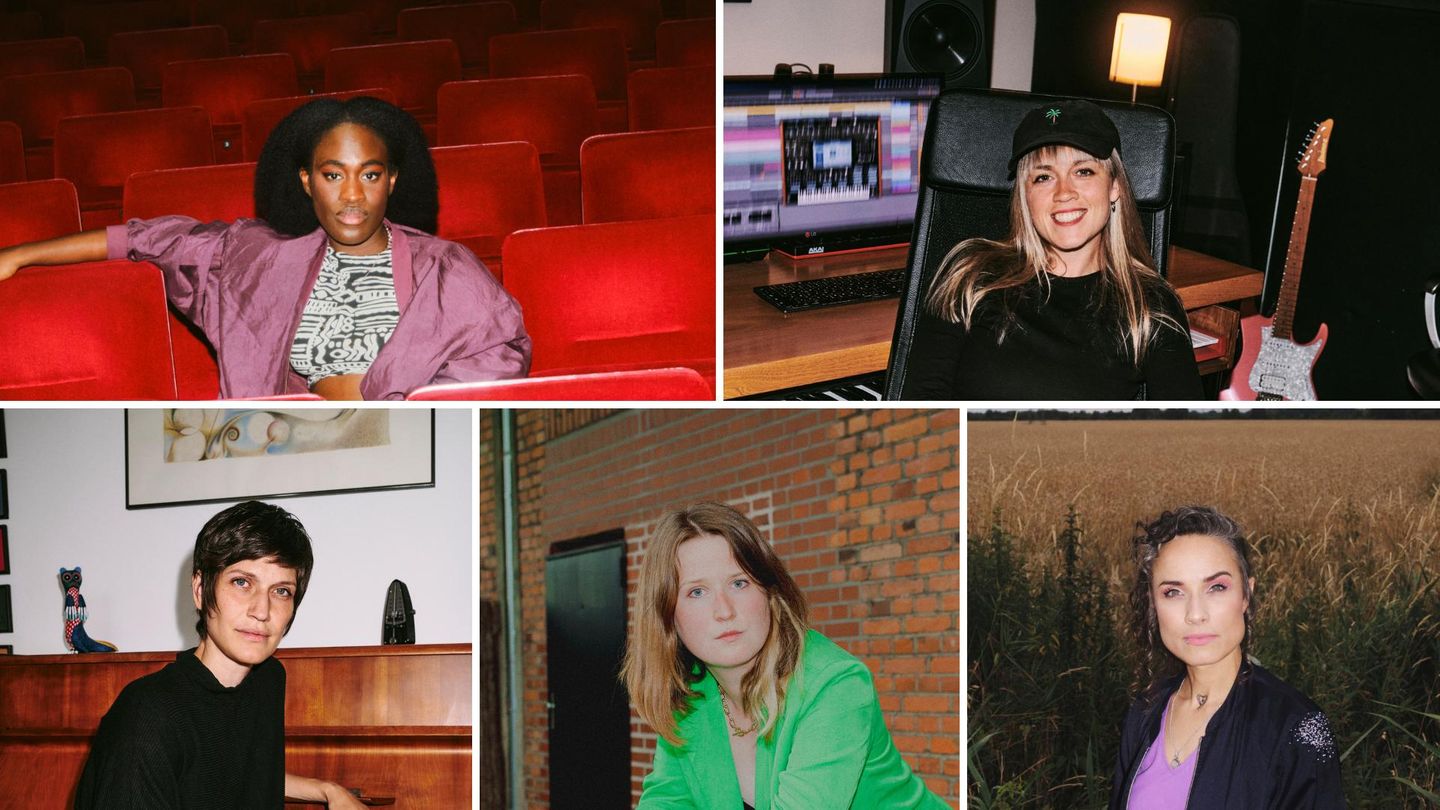 Sie machen ihr eigenes Ding (im Uhrzeigersinn): Sängerin Ivy Quainoo, DJ Nina Hepburn, Rapperin Sookee, Labelchefin Johanna Bauhus und Sängerin/Songwriterin Alin Coen.