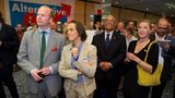 Beatrix von Storch und ihr Ehemann bei der Verkündigung der Bundestagswahlergebnisse der AfD 2013
