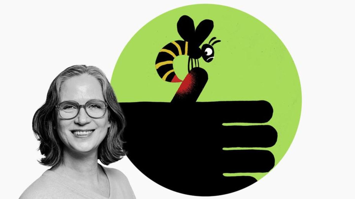 Illustration zeigt Insektenstich in Finger