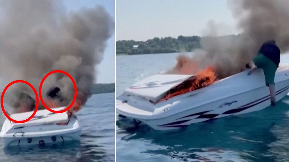 USA: Feuer an Bord: Menschen retten sich mit Sprung in letzter Sekunde USA: Feuer an Bord: Menschen retten sich mit Sprung in letzter Sekunde