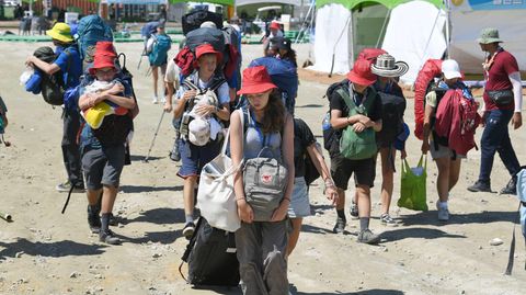 Teilnehmer verlassen den Zeltplatz des Pfadfinderlagers in Südkorea