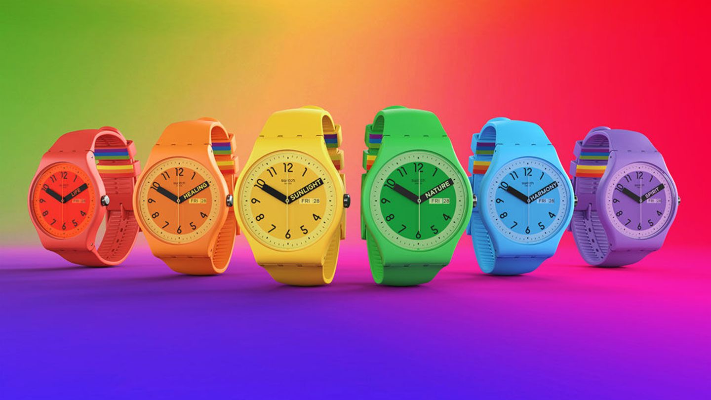 Regenbogenuhren des Herstellers Swatch