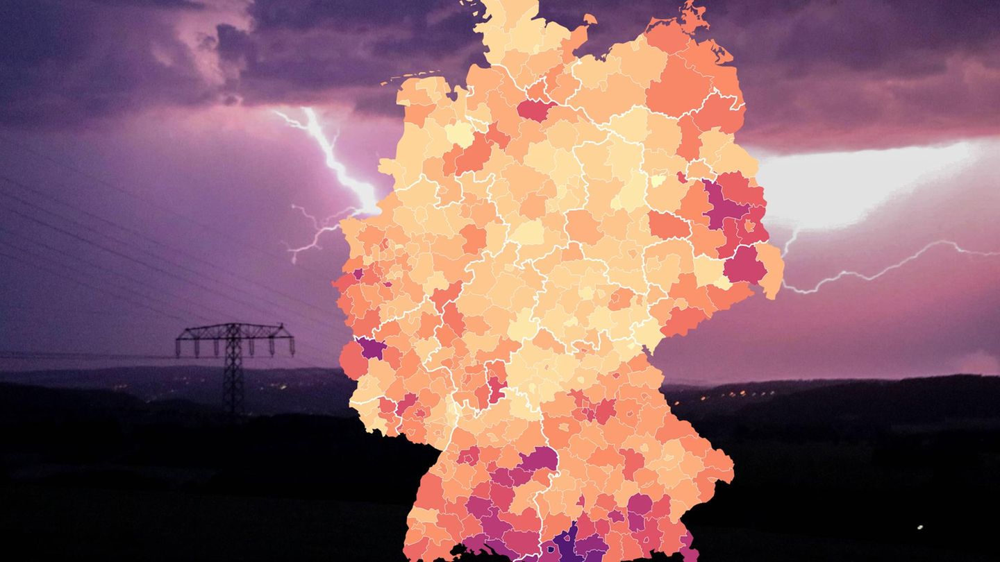 Wieviel Toleranz Wird Beim Blitzen Abgezogen 2017 Wetter: Karte zeigt, wo in Deutschland die meisten Blitze einschlagen