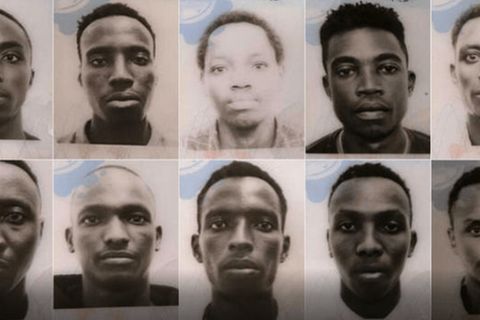 Zehn Handballspieler aus Burundi in einer Foto-Collage