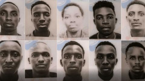 Zehn Handballspieler aus Burundi in einer Foto-Collage