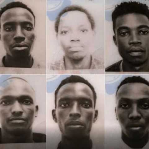Zehn Handballspieler aus Burundi in einer Foto-Collage