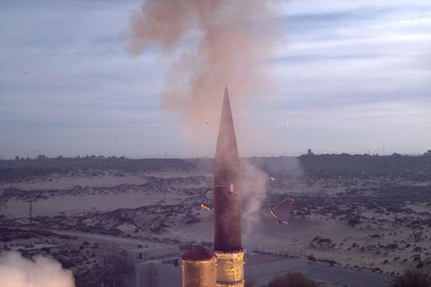 Abschuss einer Abfangrakete des israelischen Systems Arrow 3