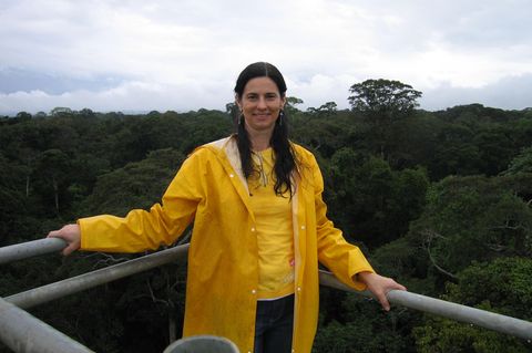 Luciana Gatti vor ihrem Hauptforschungsgebiet – dem Amazonas-Regenwald