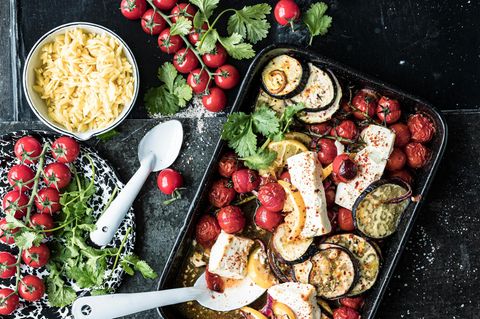 Ofenkäse mit Gemüse