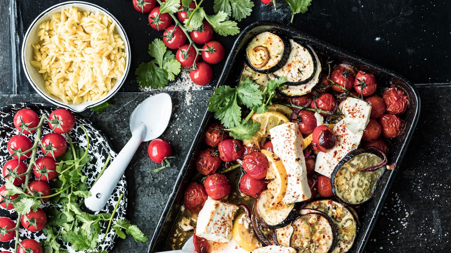 Feta aus dem Ofen mit Gemüse