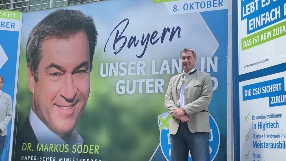 Video: Söder stellt CSU-Wahlplakate vor