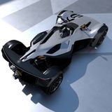 Eine Luftaufnahme des Sportwagens BAC Mono