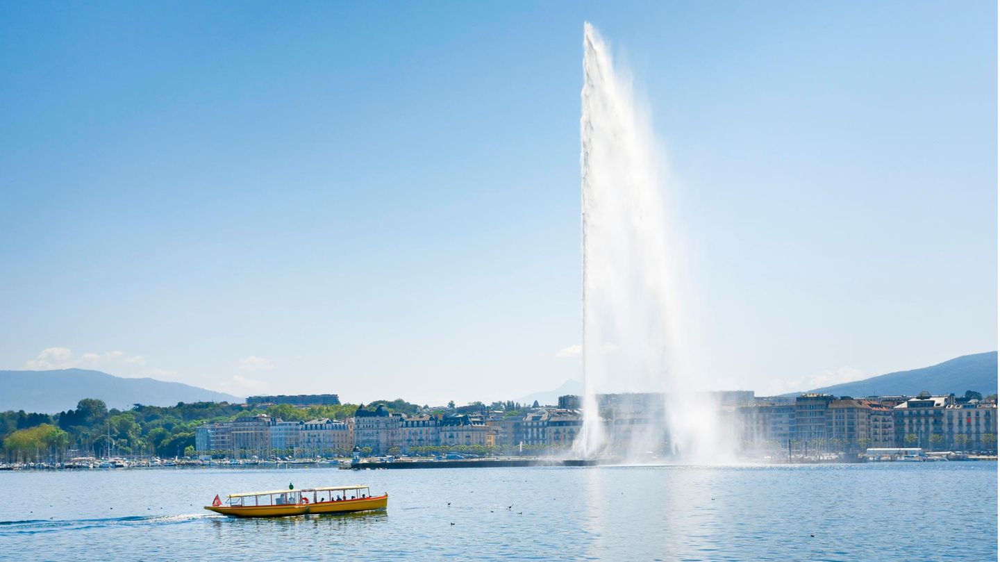 Die Wasserfontäne "Jet d'eau" in Genf