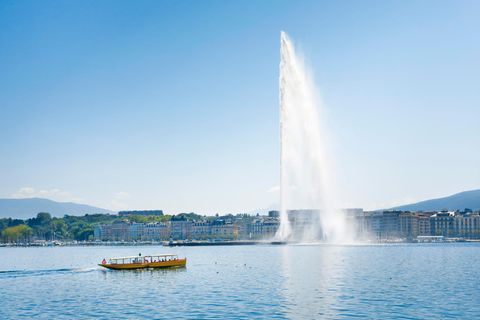 Die Wasserfontäne "Jet d'eau" in Genf