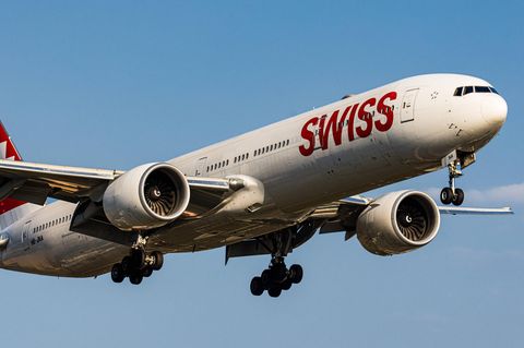 Eine Maschine von Swiss Air in der Luft