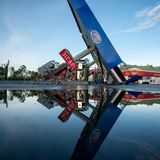 "Idalia" hat nicht nur Bäume, sondern auch die Zapfsäulen dieser Tankstelle in Perry entwurzelt