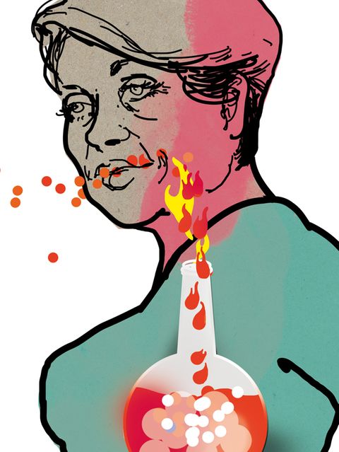 Illustration von einer Frau mit stillem Reflux und Reizhusten