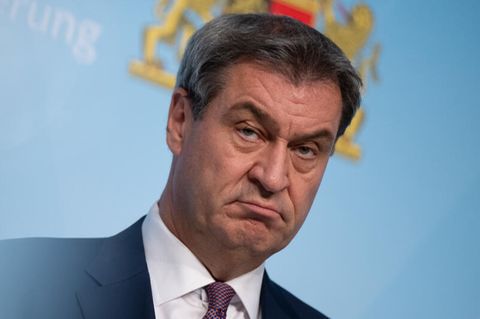 Markus Söder bei der Pressekonferenz am Sonntag in München